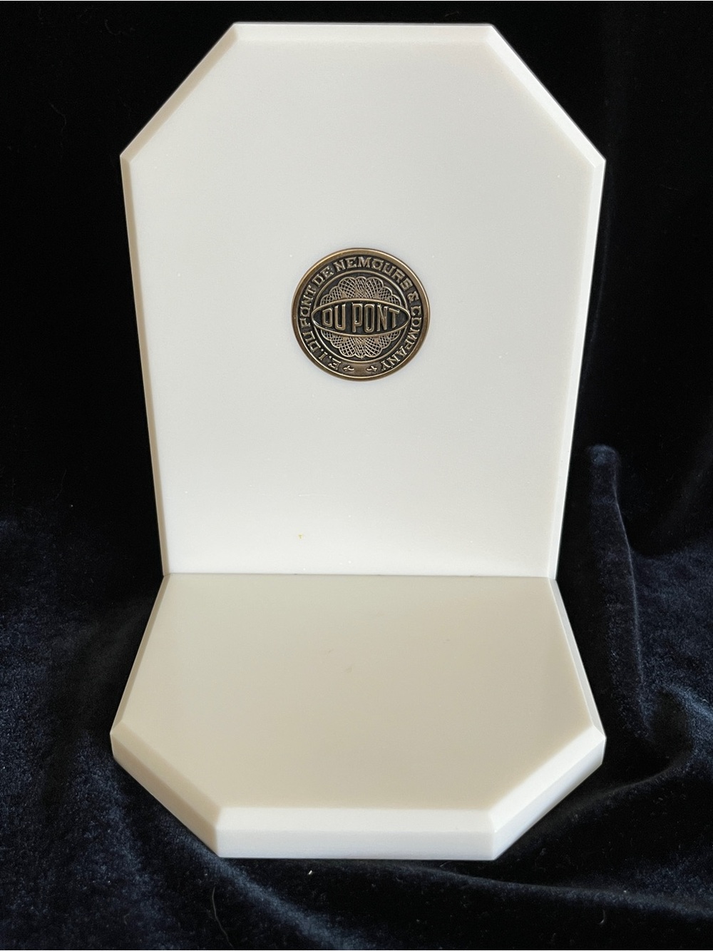 Dupont Nemours Corian Vintage Doorstop Emblem Cream Bookend